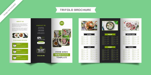 Food menu trifold brochure template