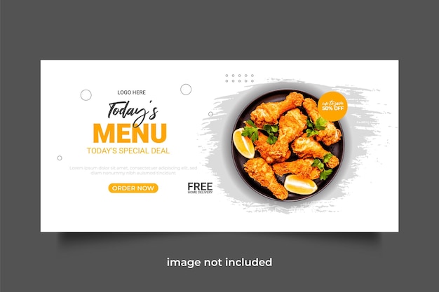 Food menu  web banner  and restaurant social media template