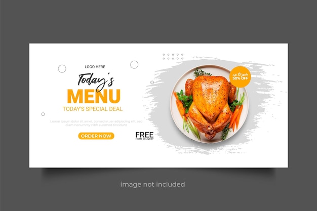 Food menu  web banner  and restaurant social media template