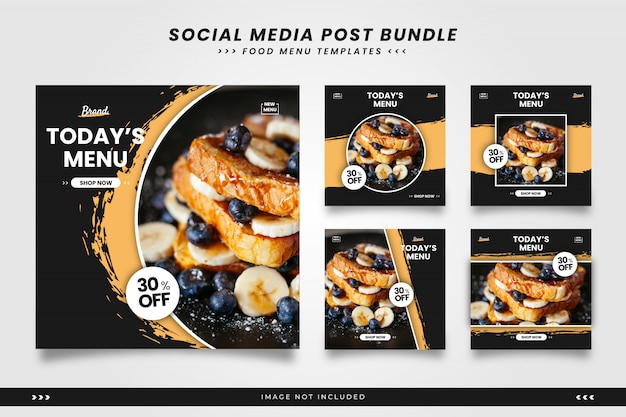 Food menu with brush social media post templates