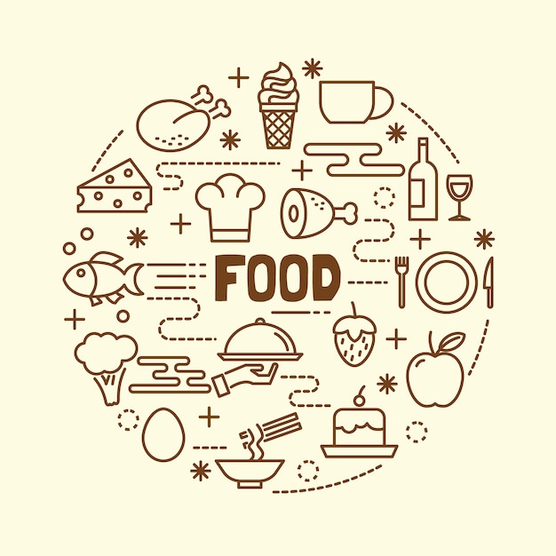 food minimal thin line icons set