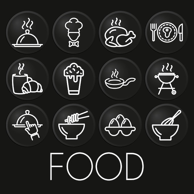 Vector food minimal vector icon on 3d button isolated on black background premium vectorxd