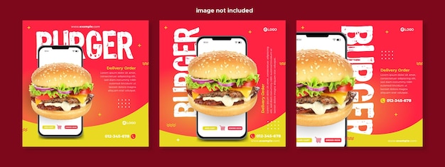 Vector food mobile social media template premium vector