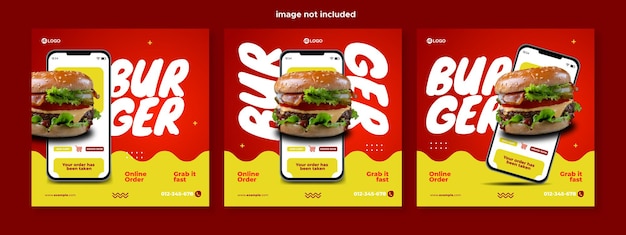 Food mobile social media template premium vector