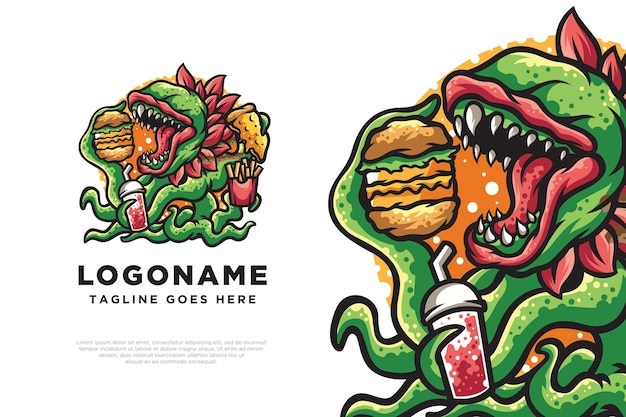 Food Monster Logo Design Illustration