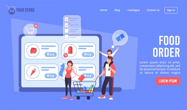 Ordine di cibo online dal design della pagina di destinazione