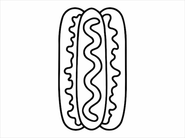 Food Outline Hot Dog or Junk Food Line Art