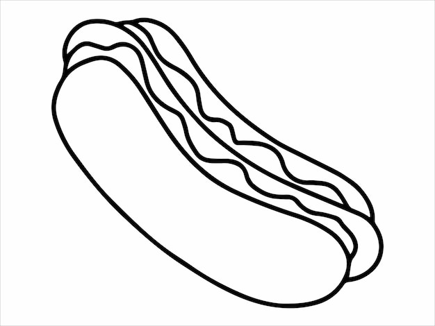 Contorno alimentare hot dog o cibo spazzatura line art