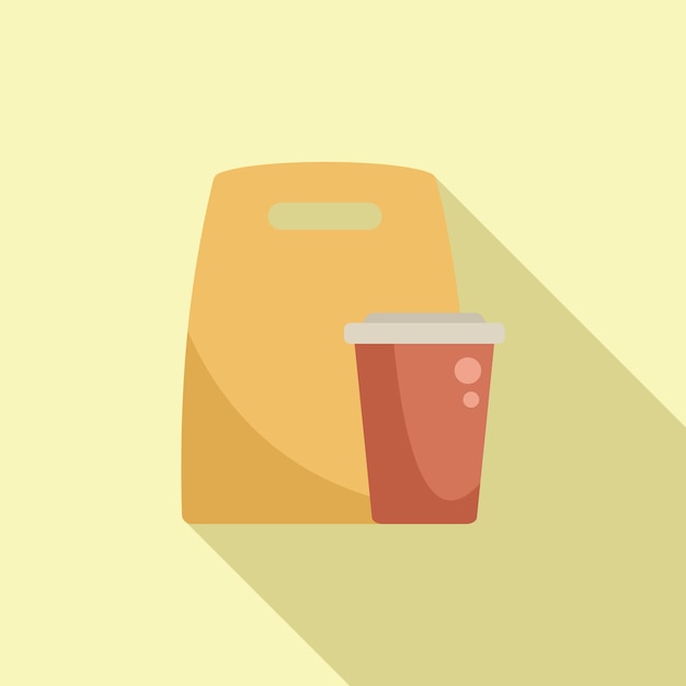 Food paper bag icon flat vector fruit box drink product