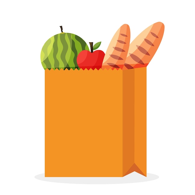 Vector food paper bag isolated vector illustration