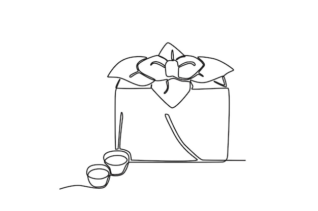 Food parcel with a flower design on it Chuseok oneline drawing