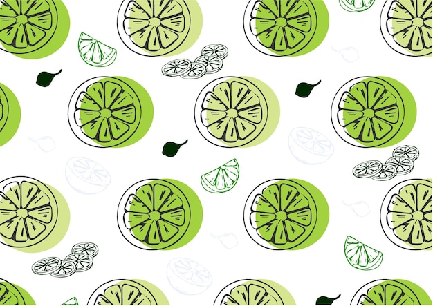 Vector food pattern collection green lime