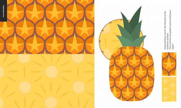 Food pattern, fruit, pineapple