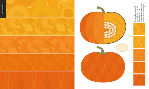 Food pattern, vegetable, pumpkin