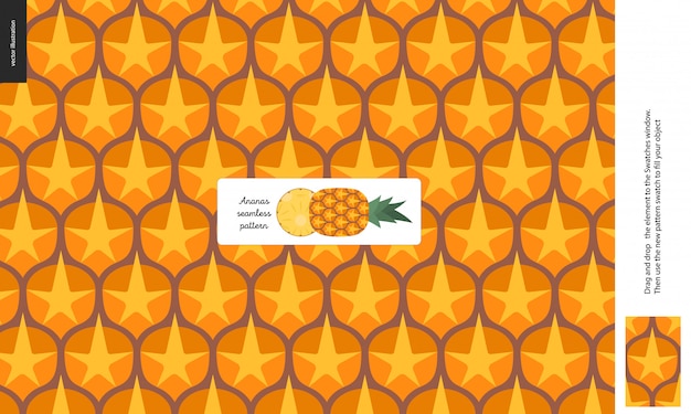 Food patterns - fruit, pineapple texture - a seamless pattern of pineapple rind peel full of yellow orange spines