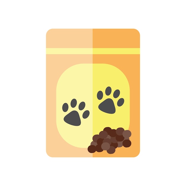 Cibo per animali domestici. imballaggio cibo per cani e gatti. design piatto.