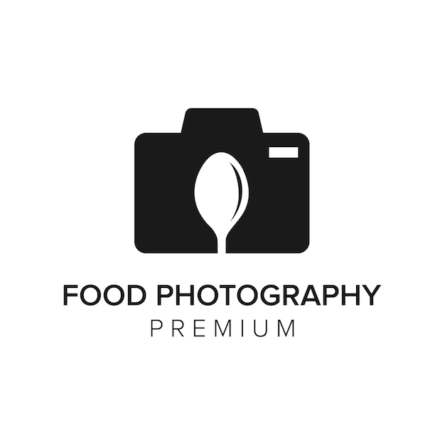 Modello di vettore dell'icona del logo di fotografia di cibo