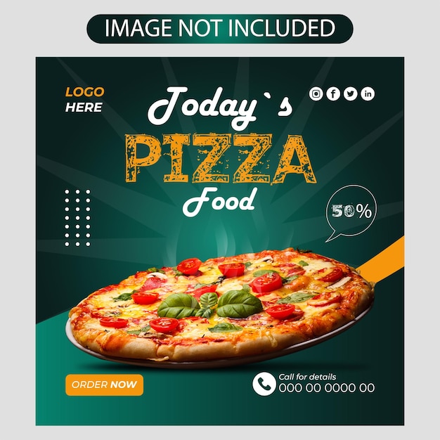 음식 피자 소셜 미디어 인스 타 그램 게시물 배너 템플릿 디자인