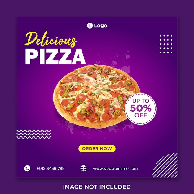 Vector food pizza social media post or banner template