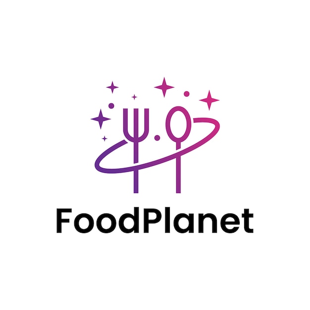 음식 행성 로고 디자인