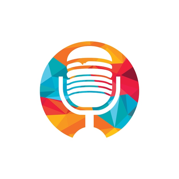 Food podcast vector logo design Burger with mic icon design