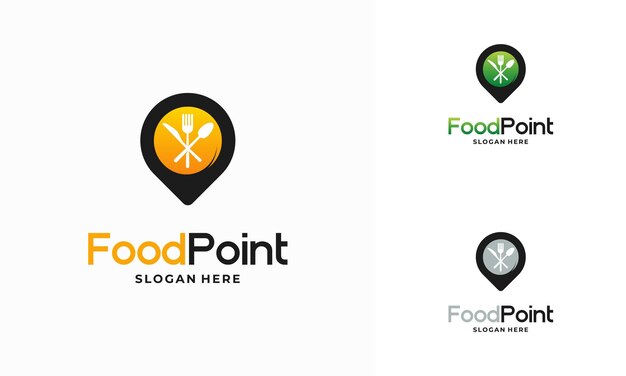 Vector food point logo designs concept vector restaurant logo designs template illustration