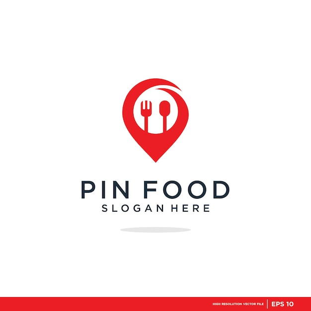 Food point logo set consisting of spoon fork and pin use for cafe