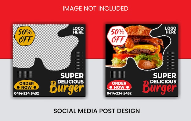 Food post design template, set of banners, web banners with color variation