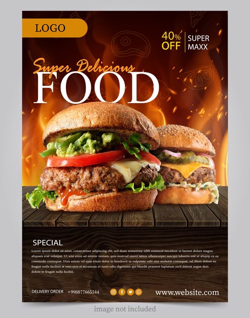 Vector food poster banner template for digital marketing