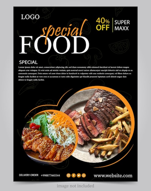 Vector food poster banner template for digital marketing