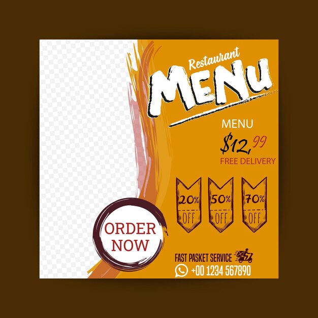 Vector food poster menu and restaurant social media template design