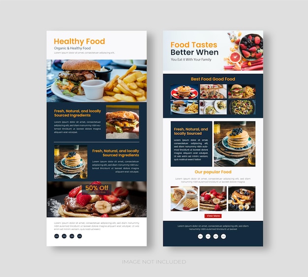Modello di newsletter e-mail per la promozione del cibo, modello di marketing e-mail dell'interfaccia utente fast food minimale