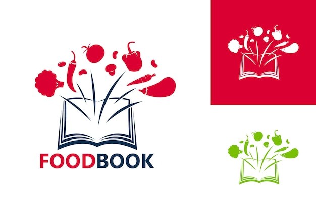 Cibo ricetta libro logo template design vettore, emblema, concetto di design, simbolo creativo, icon