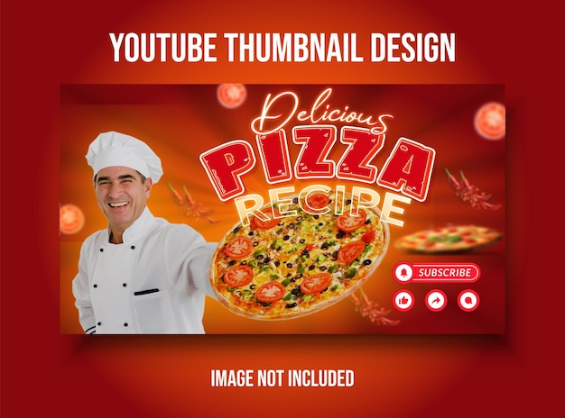 Vettore modello di thumbnail o banner web di ricette alimentari su youtube