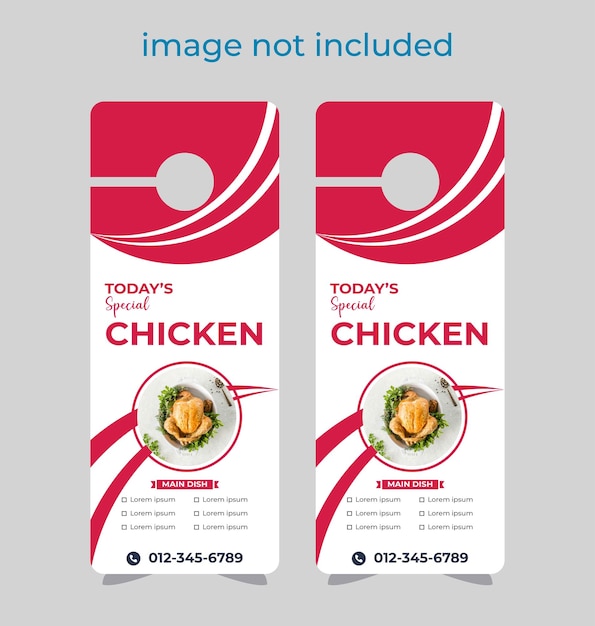 food restaurant chicken Door hanger design template, hotel knob design. Vector door hanger.