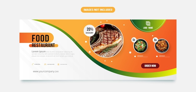 Modello di banner sconto ristorante alimentare.