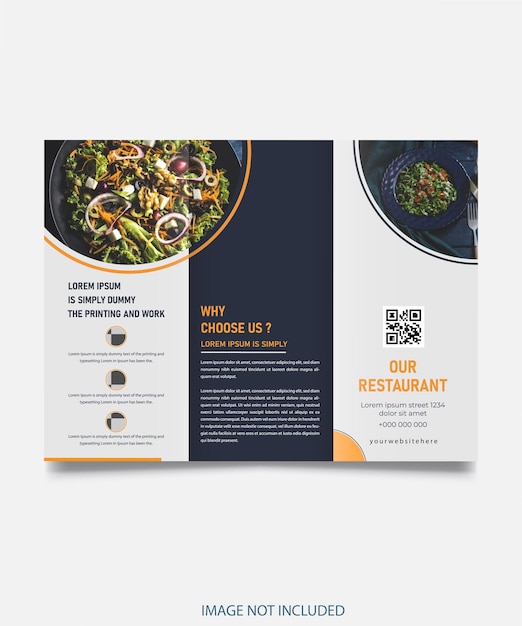food restaurant Driebladige brochureontwerp