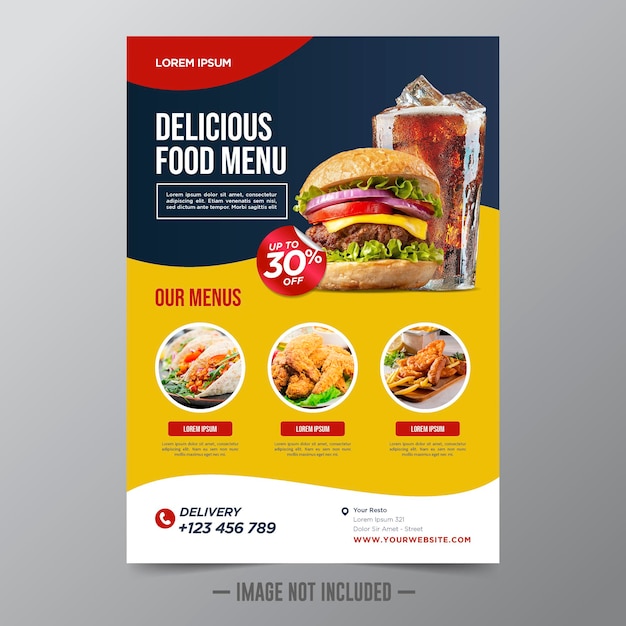 Vector food and restaurant flyer design template