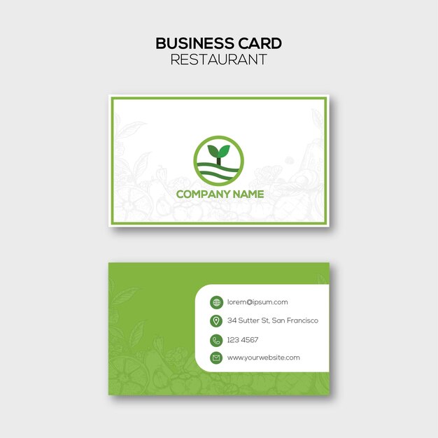 Vector food restaurant horizontal business card