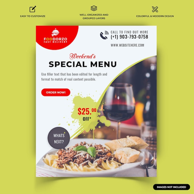 Food and restaurant instagram post web banner template vector premium vector