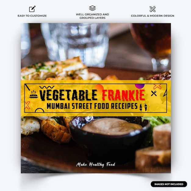 Food and restaurant instagram post web banner template vector premium vector