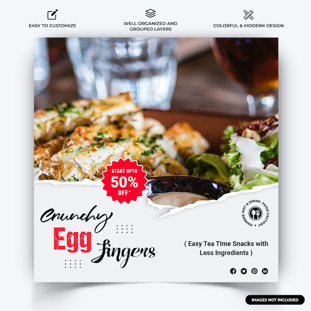 Food and restaurant instagram post web banner template vector premium vector