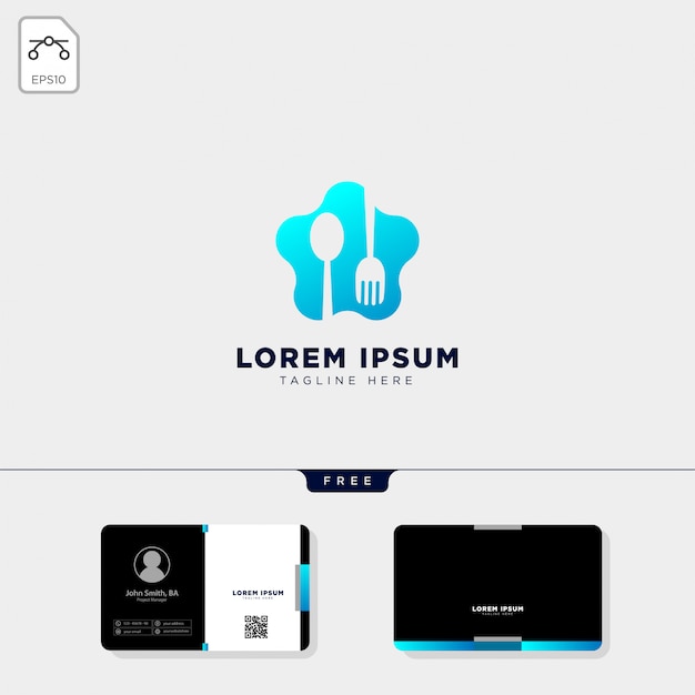 Food restaurant logo template and business card design