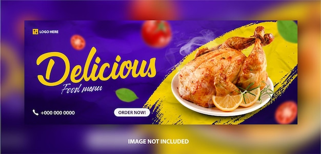 Design del modello di banner promozionale per copertina facebook di cibo e ristorante