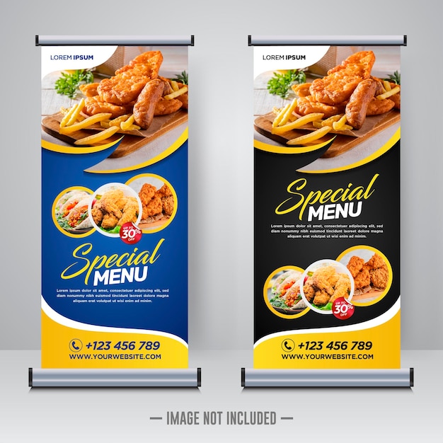 Cibo e ristorante roll up banner modello di progettazione