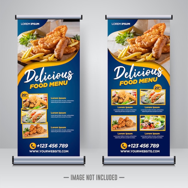 Modello di banner roll up di cibo e ristorante