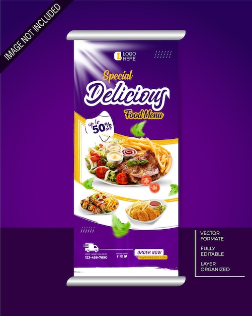 Food and restaurant roll up or x banner template