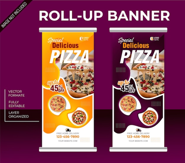 Food and restaurant roll up or x banner template