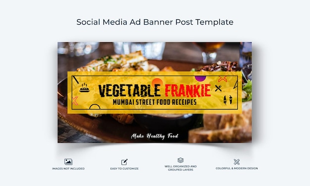 Food and Restaurant social media Facebook Ad banner Post template premium vector