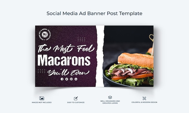 Food and Restaurant social media Facebook Ad banner Post template premium vector